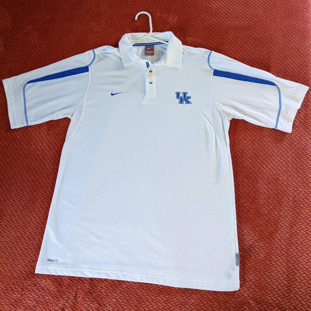 Mens Large White Embroidered UK Nike Dri Fit Polo shirt
